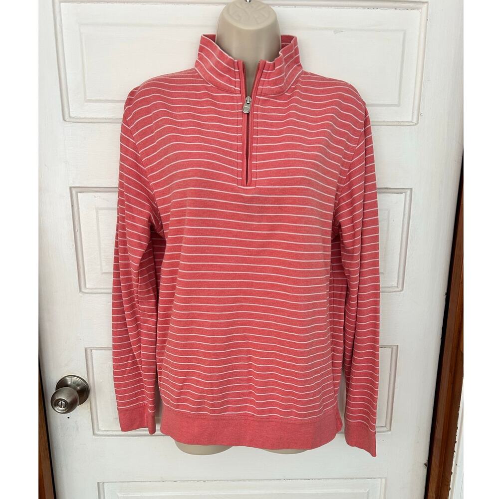 Peter Millar Women's Pink Striped Quarter Zip Super Soft Size Small Great Condit - Picture 2 of 9